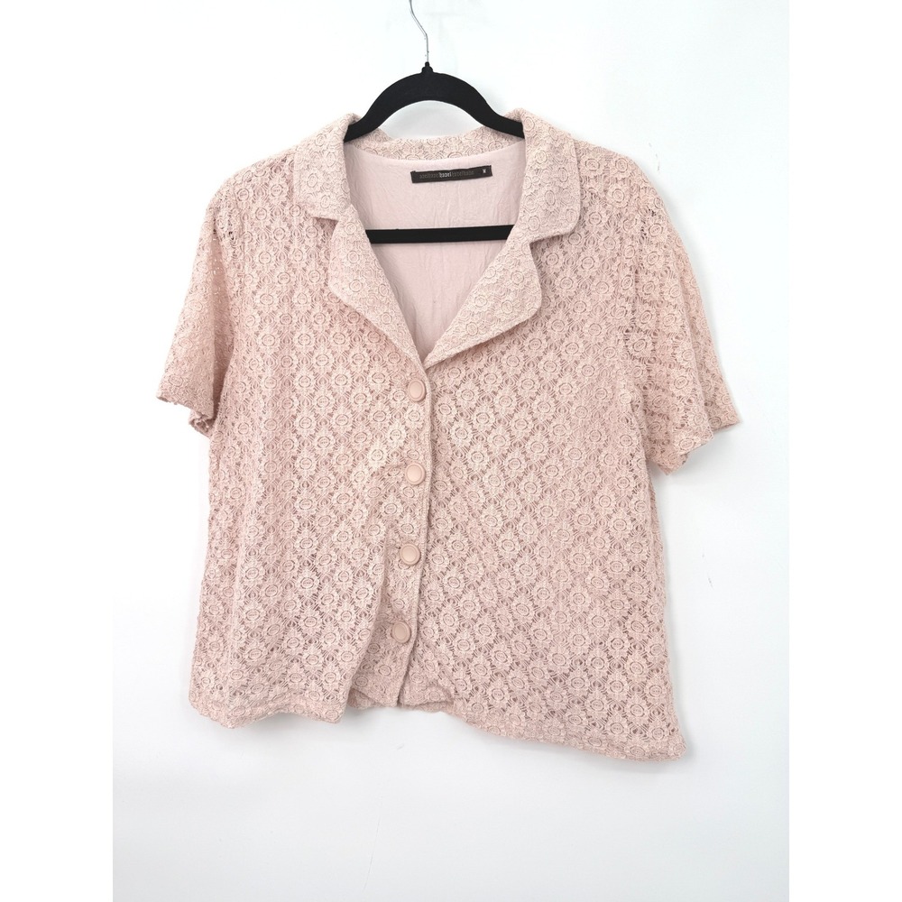 Pink Embroidered Lace Top Women M Pink Grandma Anthropologie Floral Cottagecore